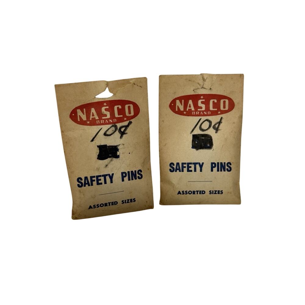 Vintage Nasco Brand Assorted Sizes Safety Pins In Original Bags